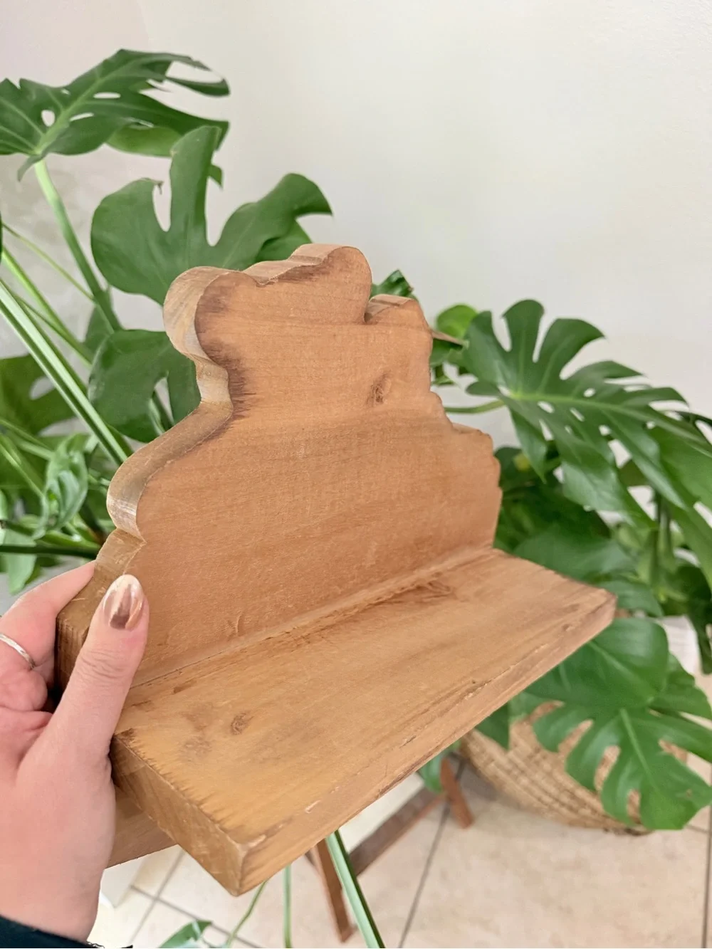 Vintage Handmade Wooden Wall Shelf / Country Cottagecore Display Shelf Heart